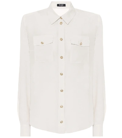 Shop Balmain Silk Blouse In White