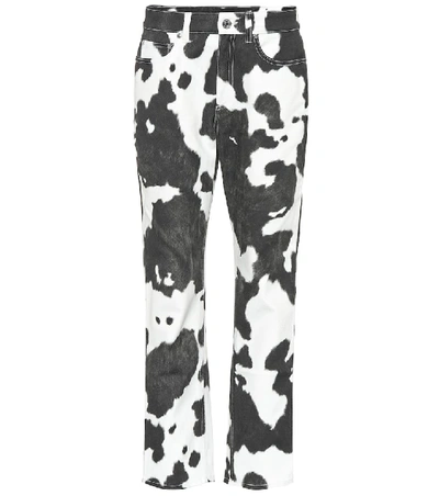 Shop Burberry Printed High-rise Straight-leg Jeans In Black