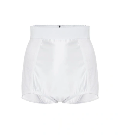 Shop Dolce & Gabbana High-waisted Satin Briefs In White