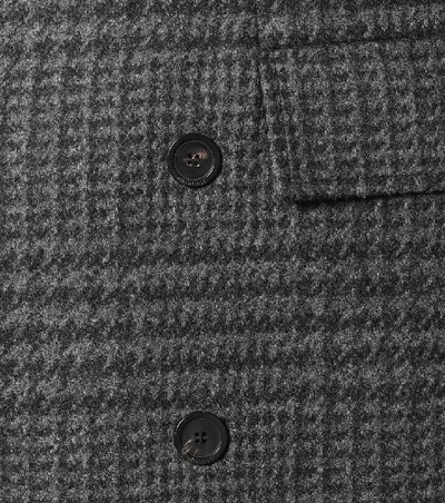 Shop Balenciaga Hourglass Checked Virgin Wool Coat In Grey