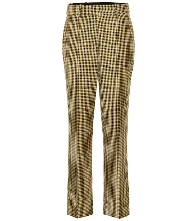 Shop Racil Michael Checked Wool Wide-leg Pants In Yellow