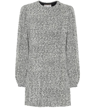 Shop Saint Laurent Printed Crêpe Dress In Grey