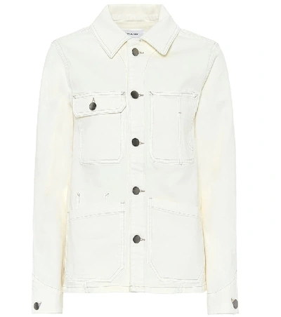 Shop Frame Carpenter Color Denim Jacket In White