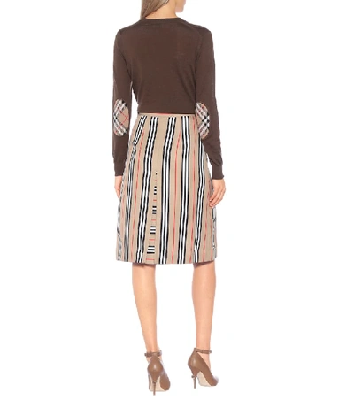 Shop Burberry Icon Stripe A-line Skirt In Beige