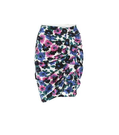 Shop Veronica Beard Ravello Floral Stretch-silk Skirt In Multicoloured