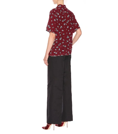 Shop Marni Floral-printed Silk Shirt In Red
