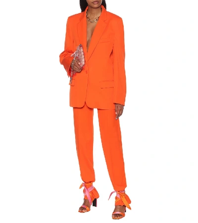 Shop Attico Stretch-wool Pants In Orange