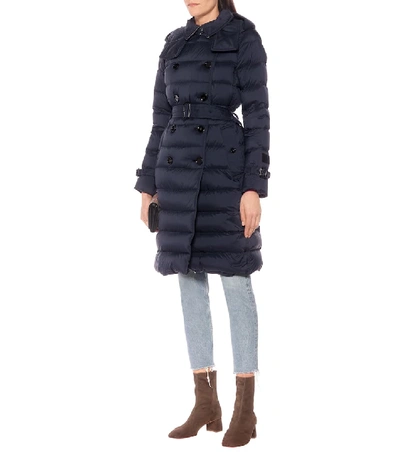 Shop Burberry Quilted-down Jacket In Blue