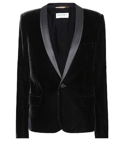 Shop Saint Laurent Velvet Blazer In Black