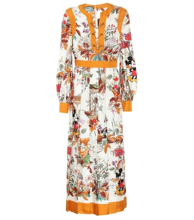 Shop Gucci X Disney® Silk-twill Shirt Dress In White