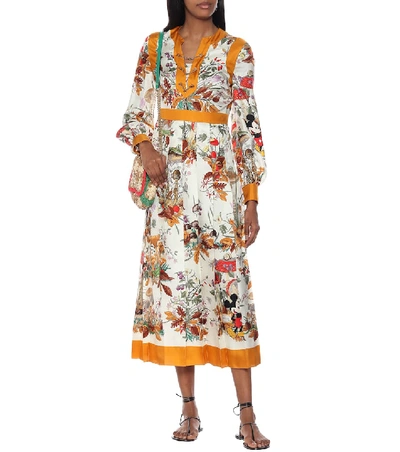 Shop Gucci X Disney® Silk-twill Shirt Dress In White