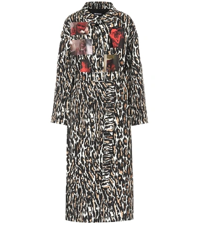 Shop Raf Simons Printed Trench Coat In Brown