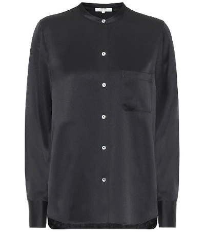 Shop Vince Silk-satin Shirt In Black