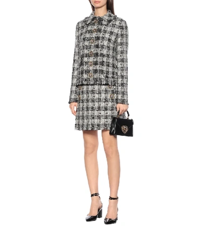 Shop Dolce & Gabbana Metallic Tweed Jacket In Grey