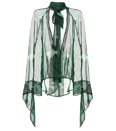 Shop Petar Petrov Barry Snake-printed Silk Blouse In Green