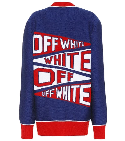 Shop Off-white Wool-blend Cardigan In Blue