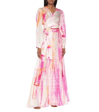 Shop Anna Kosturova Cara Tie-dye Silk Skirt In Pink