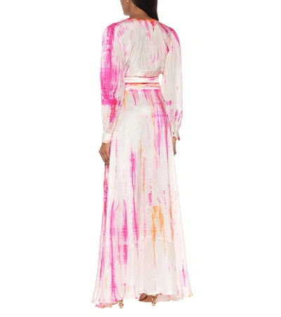 Shop Anna Kosturova Cara Tie-dye Silk Skirt In Pink