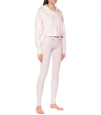 Shop Alo Yoga Edge Cotton-blend Cropped Hoodie In Pink