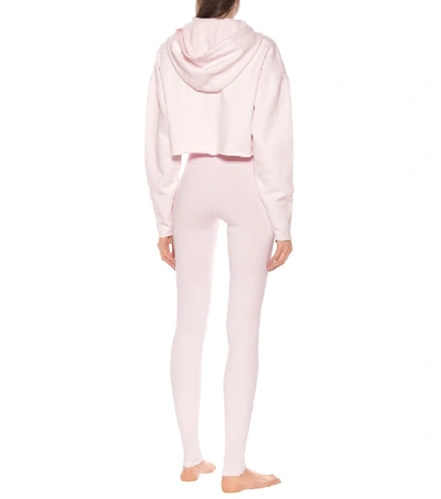 Shop Alo Yoga Edge Cotton-blend Cropped Hoodie In Pink
