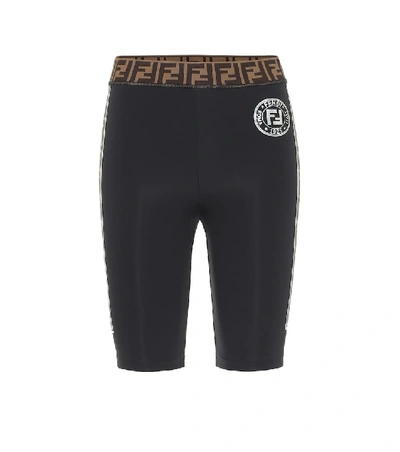 Shop Fendi Short Logo Leggings In Black