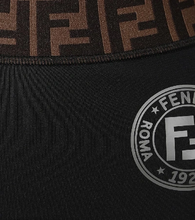 Shop Fendi Short Logo Leggings In Black