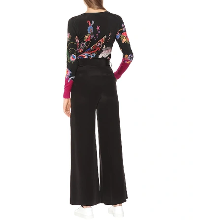 Shop Etro Wide-leg Silk Pants In Black