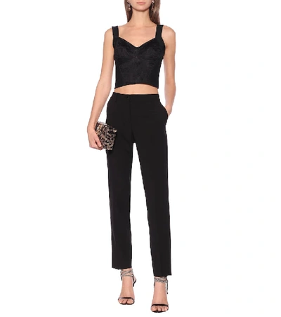 Dolce & Gabbana Shaper Corset Bustier Top In Jacquard And Lace In Black