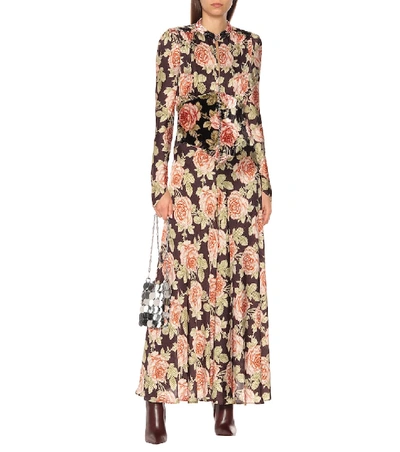 Shop Paco Rabanne Floral Velvet Maxi Dress In Pink