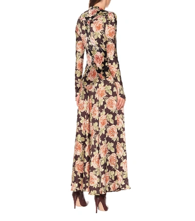 Shop Paco Rabanne Floral Velvet Maxi Dress In Pink