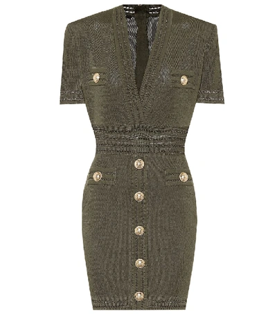 Shop Balmain Crêpe Minidress In Green