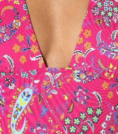 Shop Etro Printed Halter Swimsuit In Multicoloured