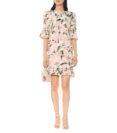 Shop Dolce & Gabbana Floral Crêpe De Chine Dress In Pink