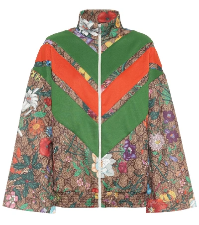 Gucci Flora Gg Supreme Pattern Track Jacket In Brown