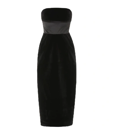 Shop David Koma Velvet Midi Dress In Black