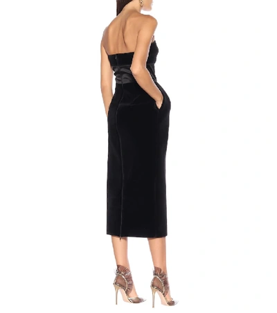 Shop David Koma Velvet Midi Dress In Black