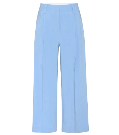 Shop Diane Von Furstenberg Linen-blend Trousers In Blue