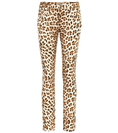 Shop Roberto Cavalli Leopard-print High-rise Skinny Jeans In Beige