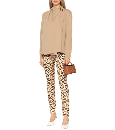 Shop Roberto Cavalli Leopard-print High-rise Skinny Jeans In Beige