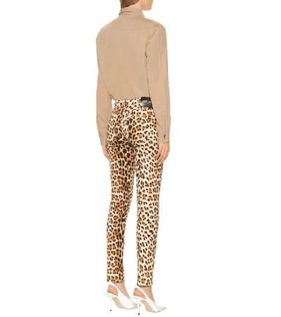 Shop Roberto Cavalli Leopard-print High-rise Skinny Jeans In Beige