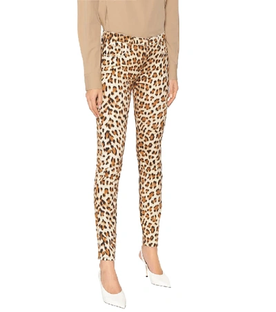 Shop Roberto Cavalli Leopard-print High-rise Skinny Jeans In Beige