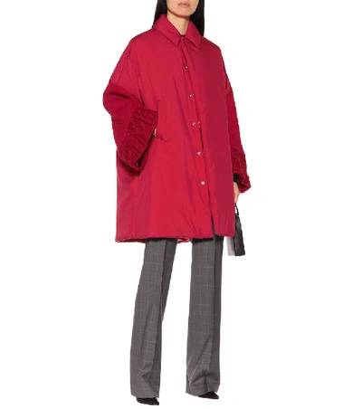 Shop Undercover Wool-trimmed Coat In Red