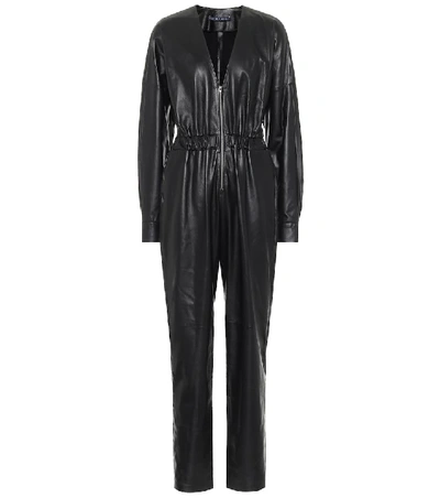 Shop Zeynep Arcay Leather Jumpsuit In Black