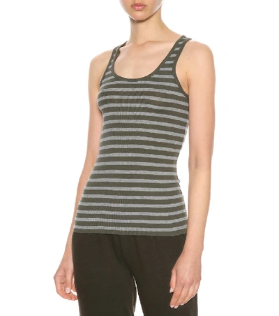 Shop Atm Anthony Thomas Melillo Striped Jersey Tank Top In Green