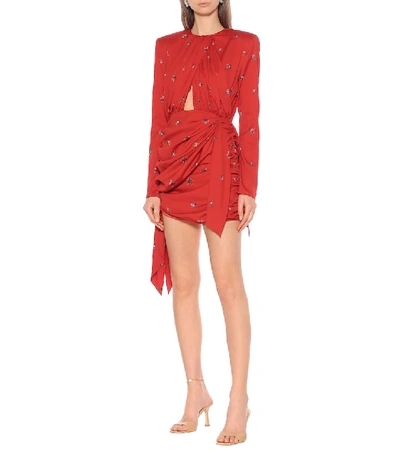 Shop Magda Butrym San Remo Stretch-silk Minidress In Red