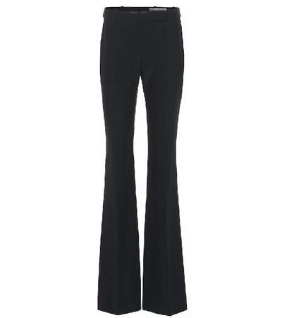 Alexander Mcqueen Grain De Poudre Wool Flared Pants In Black