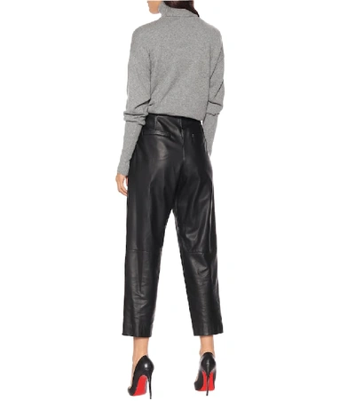 Shop Brunello Cucinelli High-rise Straight Leather Pants In Black