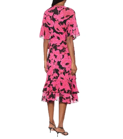 Shop Diane Von Furstenberg Zion Floral Mesh Midi Wrap Dress In Multicoloured