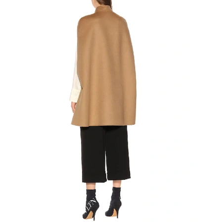Shop Valentino Wool And Angora Cape In Beige