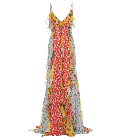 Shop Carolina Herrera Floral Chiffon Gown In Multicoloured